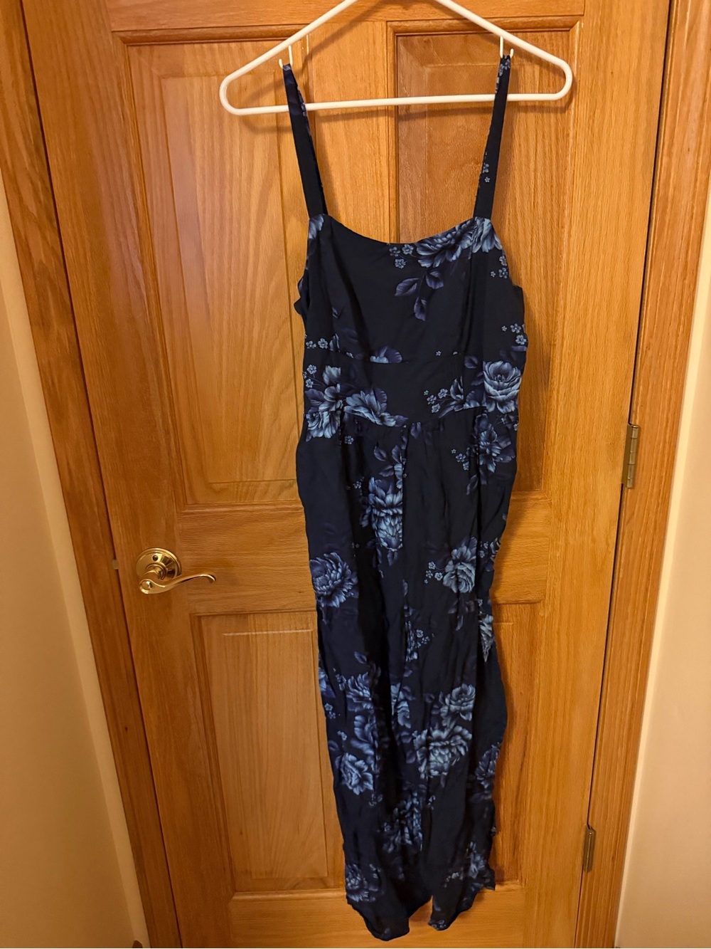 Old Navy Navy Floral Spaghetti-Strap Jumpsuit